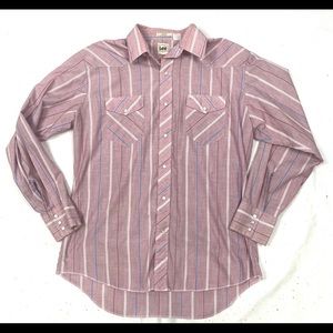 Vintage 80s LEE  Pink Western Pearl Snap Button Down Shirt Fits Men's La…